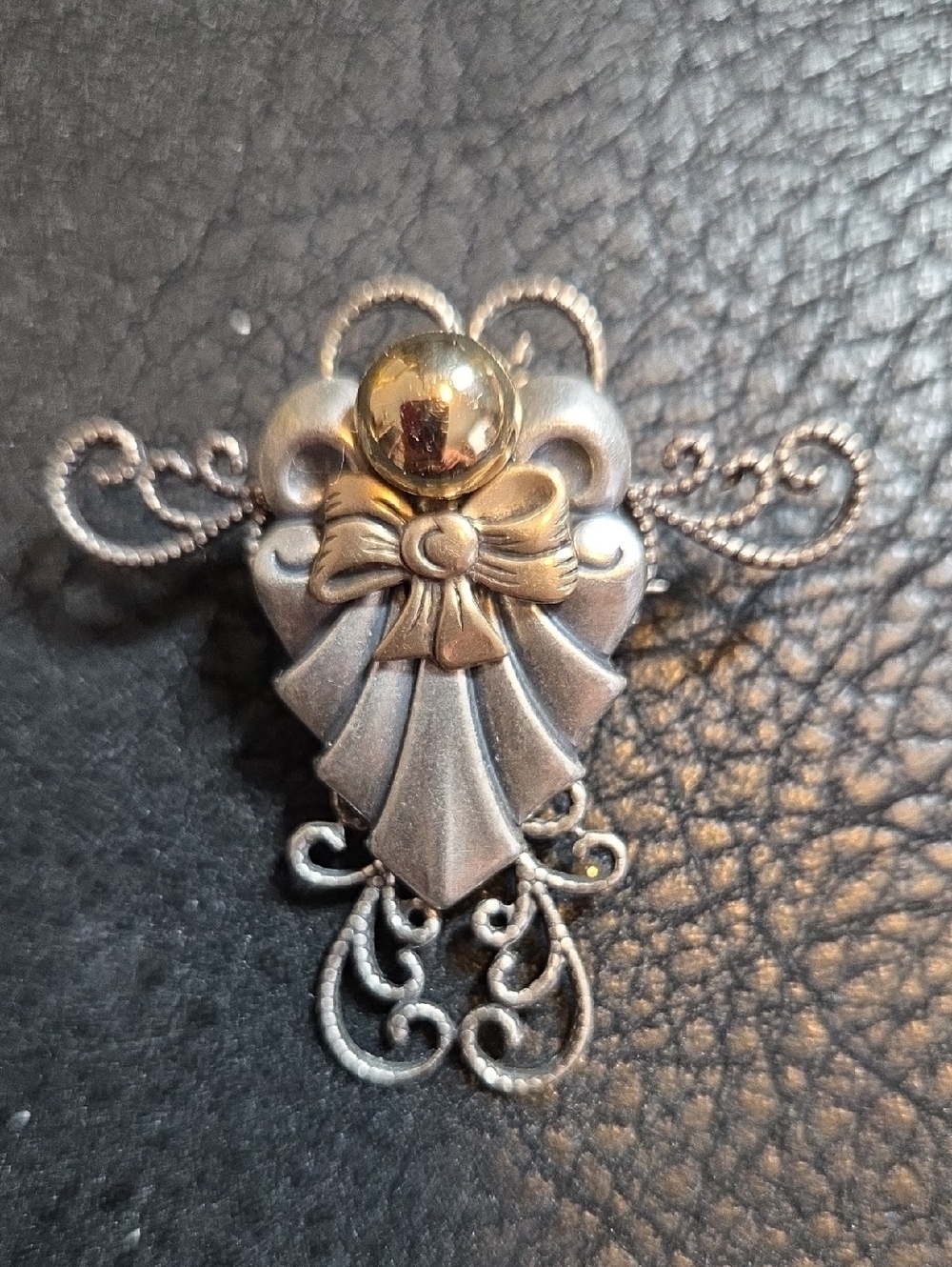 Vintage Handmade" Kat's Creation" Multi Metal Angel Brooch  Highly Collectable